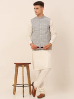 Thumbnail for Jompers Men's Grey Embroidered Nehru Jackets - Distacart