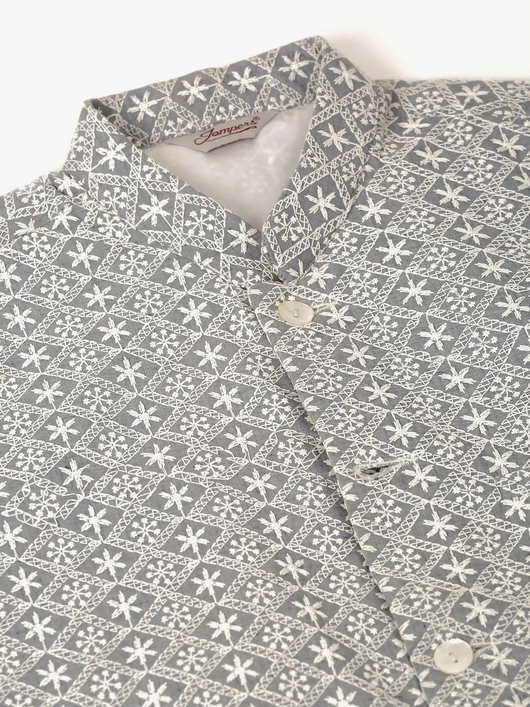 Jompers Men's Grey Embroidered Nehru Jackets - Distacart