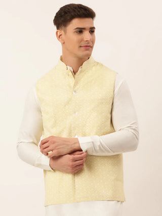 Jompers Men's Lemon Embroidered Nehru Jackets - Distacart