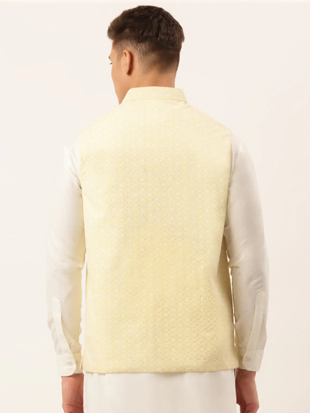 Jompers Men's Lemon Embroidered Nehru Jackets - Distacart