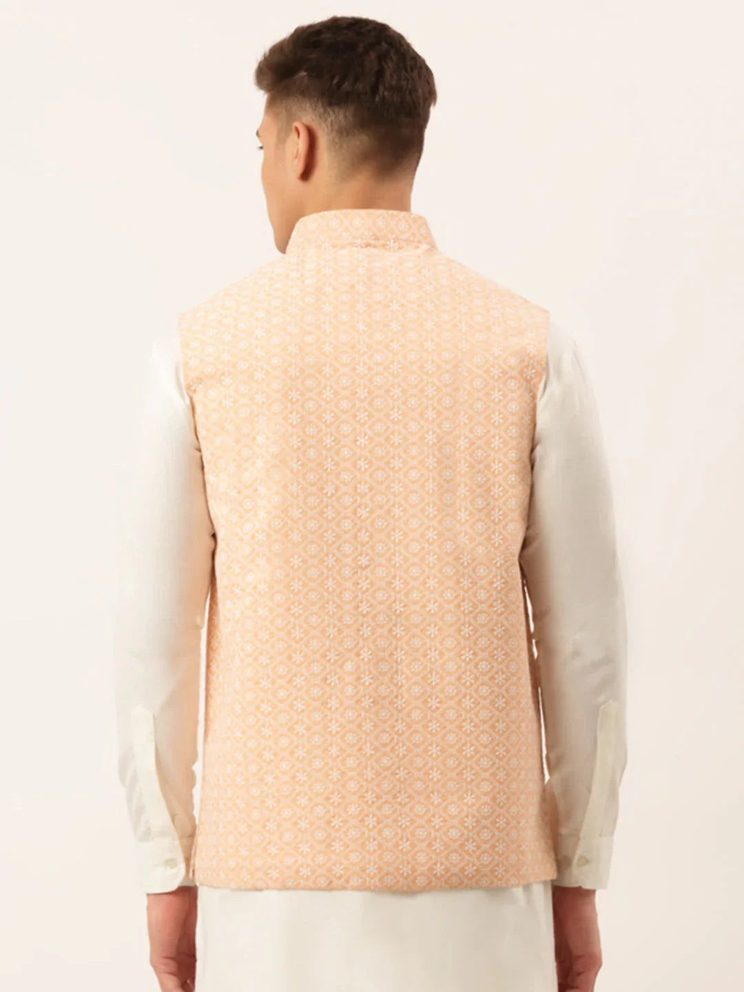 Jompers Men's Orange Embroidered Nehru Jackets - Distacart