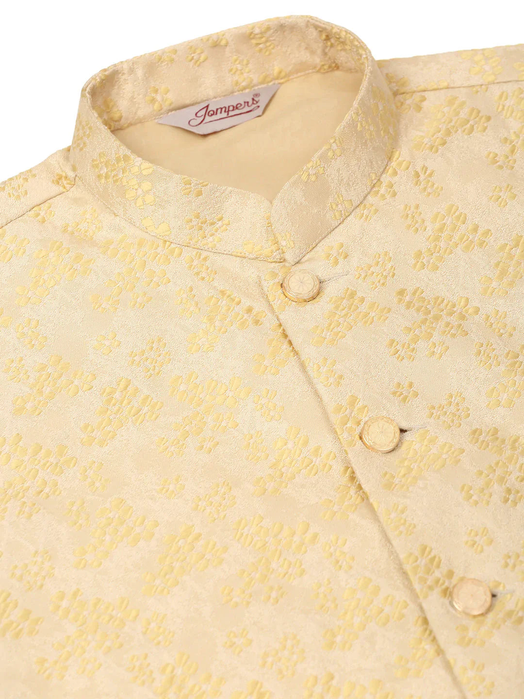 Jompers Men's Golden Floral Design Nehru Jacket - Distacart