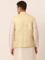 Thumbnail for Jompers Men's Golden Floral Design Nehru Jacket - Distacart