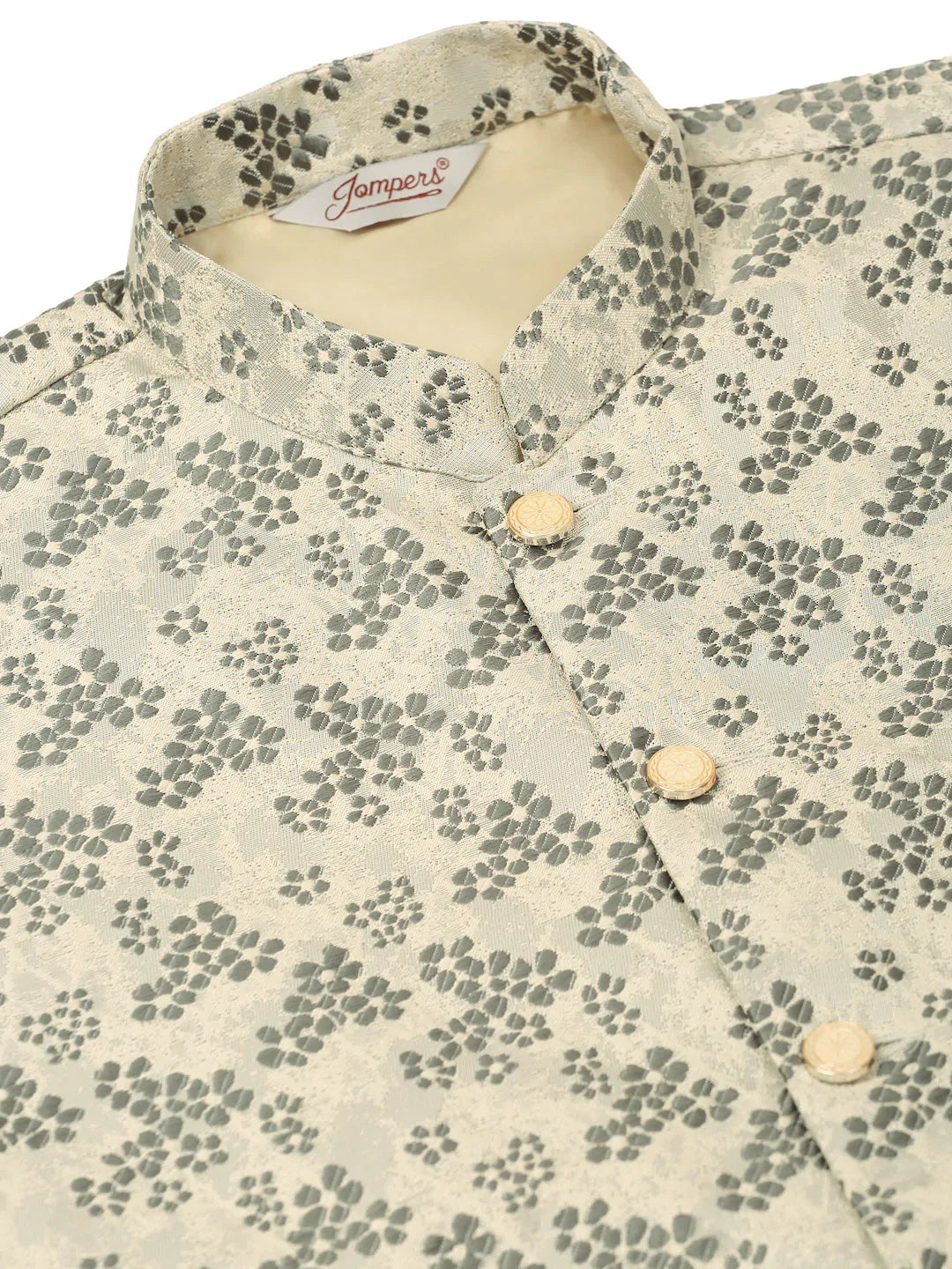 Jompers Men's Grey Floral Design Nehru Jacket - Distacart