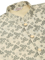 Thumbnail for Jompers Men's Grey Floral Design Nehru Jacket - Distacart