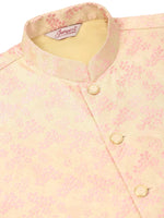 Thumbnail for Jompers Men's Pink Floral Design Nehru Jacket - Distacart