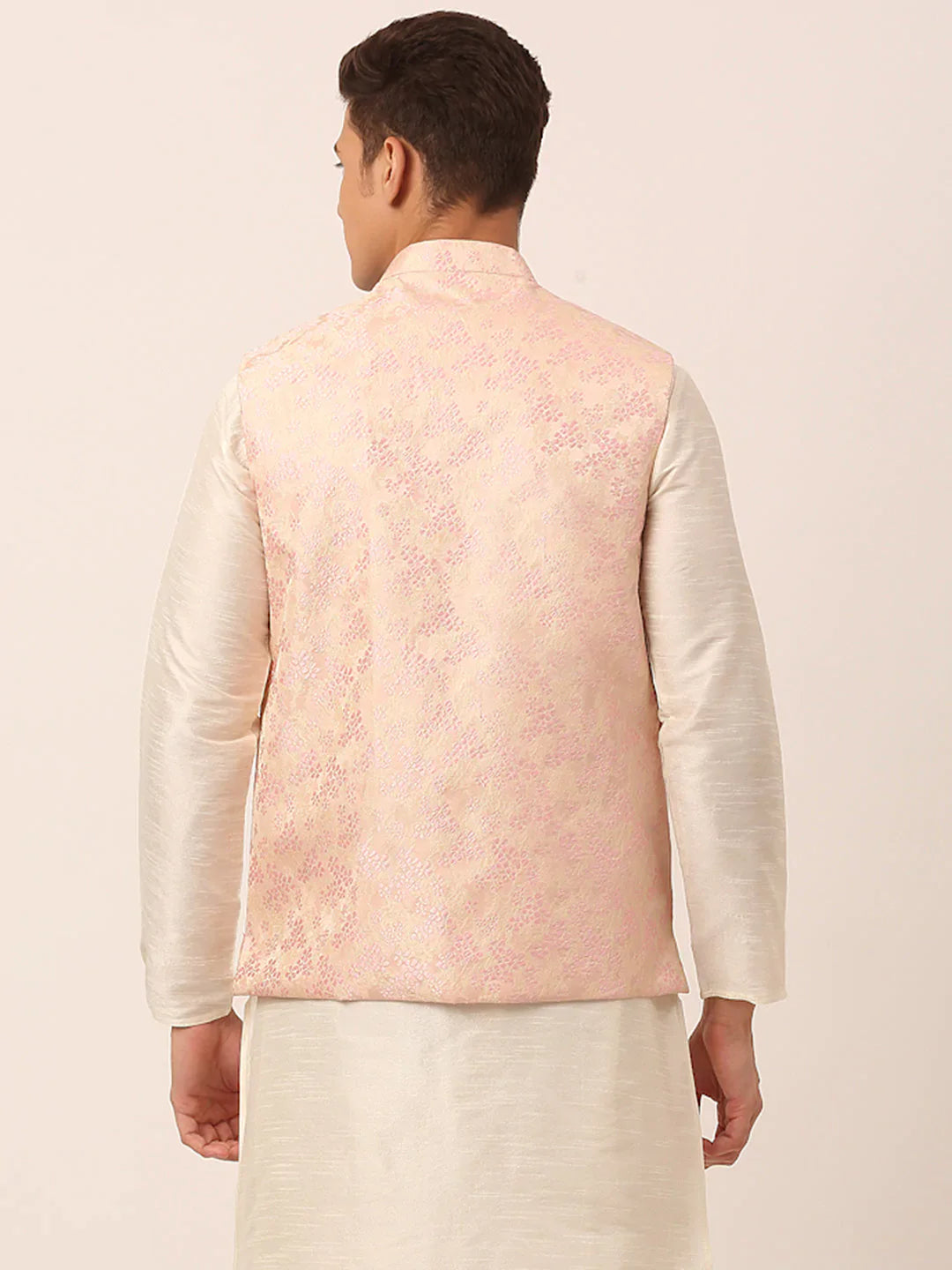 Jompers Men's Pink Floral Design Nehru Jacket - Distacart