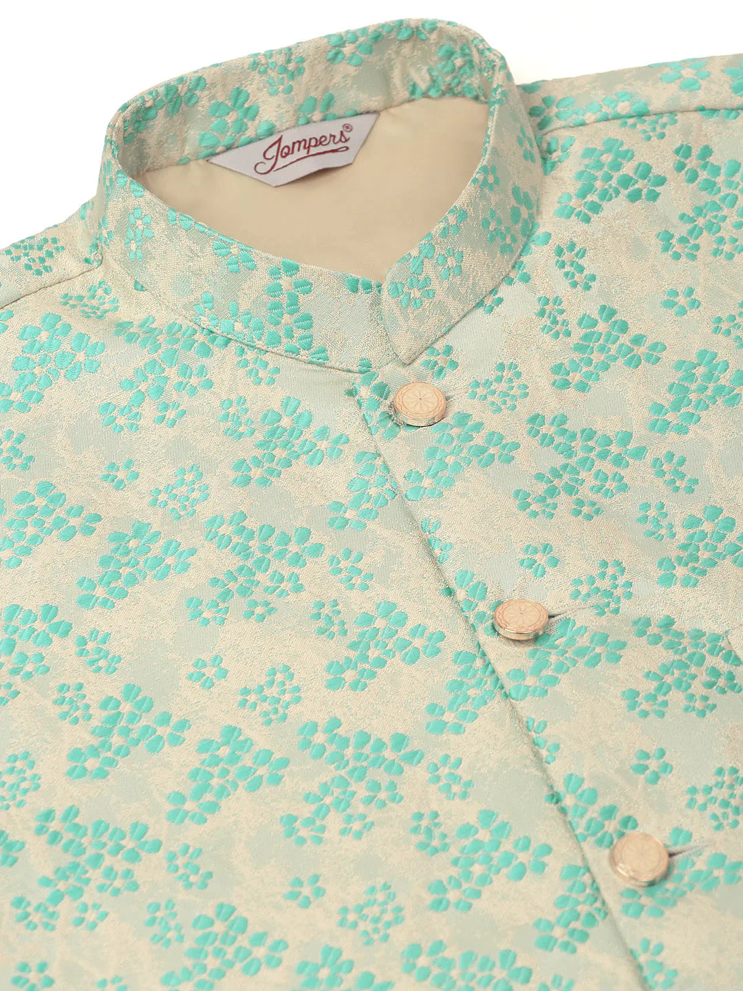 Jompers Men's Sky Blue Floral Design Nehru Jacket - Distacart