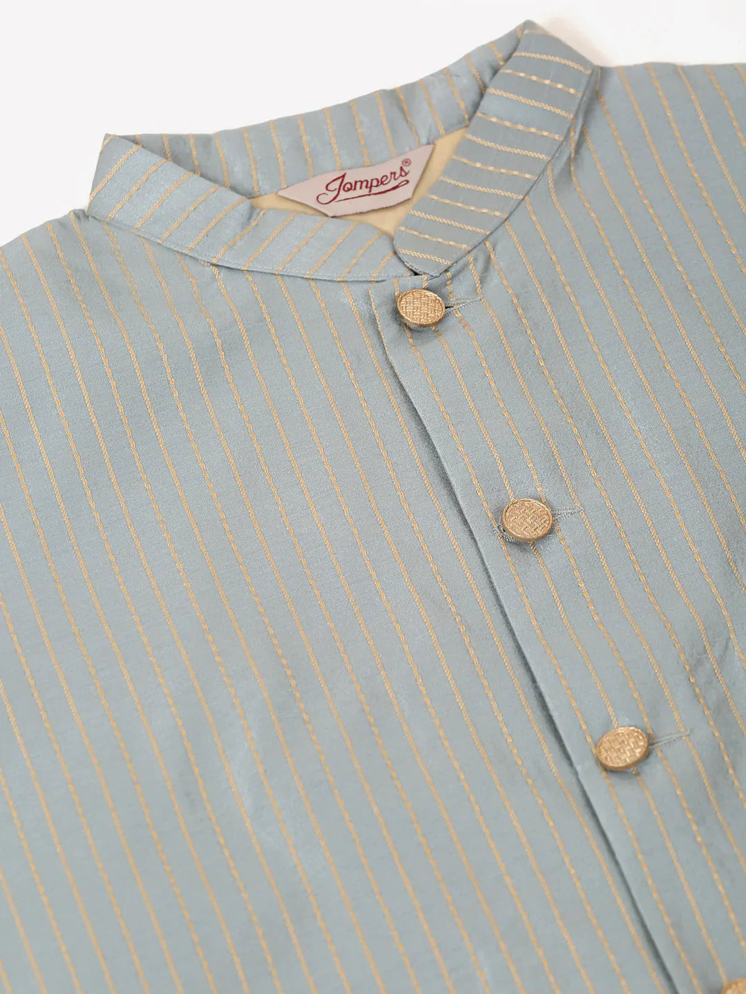 Jompers Men's Blue & Golden Embroidered Nehru Jackets - Distacart