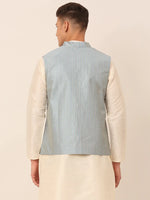 Thumbnail for Jompers Men's Blue & Golden Embroidered Nehru Jackets - Distacart