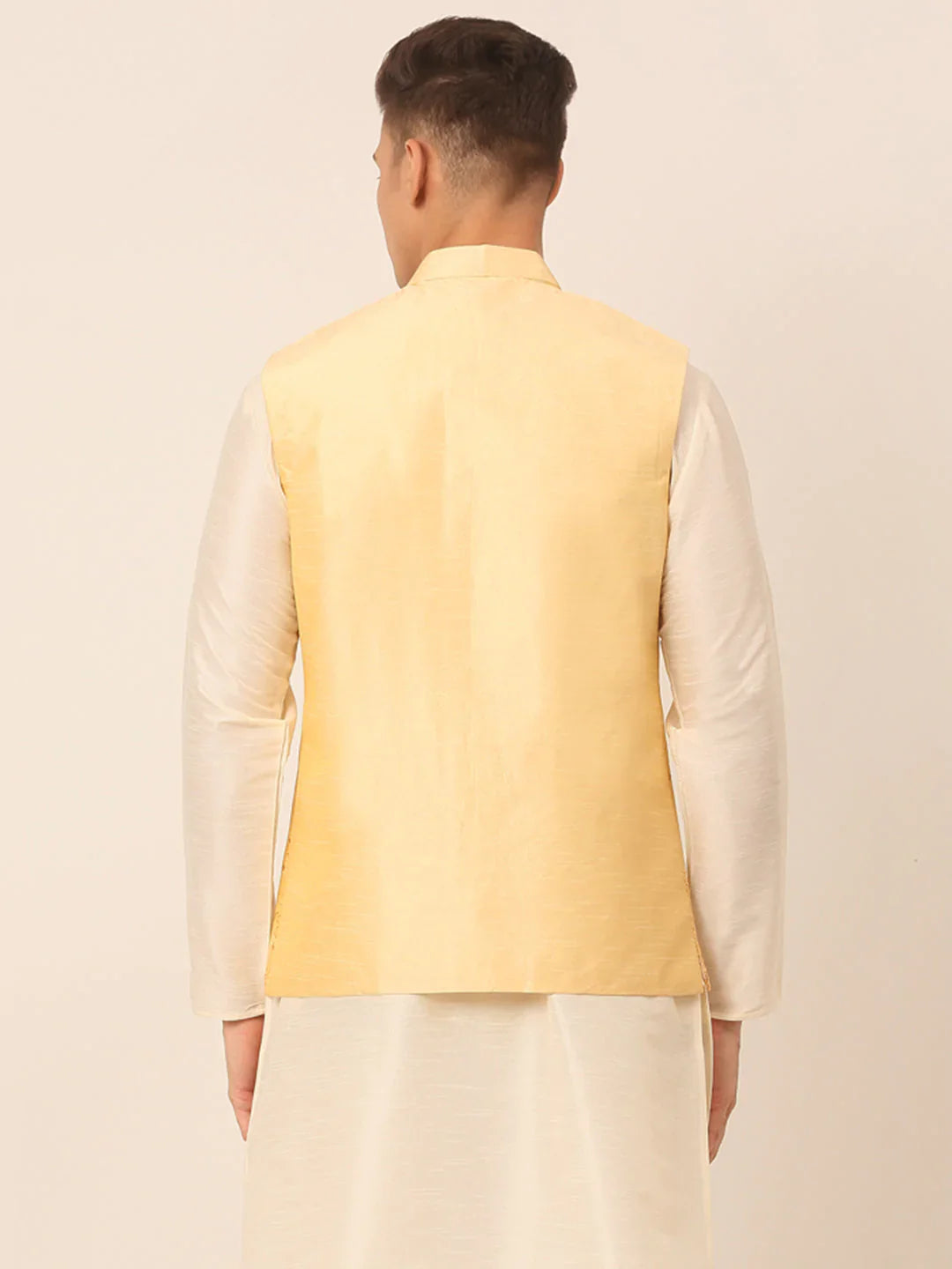 Jompers Men's Golden Embroidered Woven Nehru Jackets - Distacart
