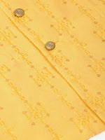 Thumbnail for Jompers Men's Yellow Embroidered Woven Nehru Jackets - Distacart