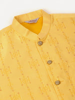 Thumbnail for Jompers Men's Yellow Embroidered Woven Nehru Jackets - Distacart