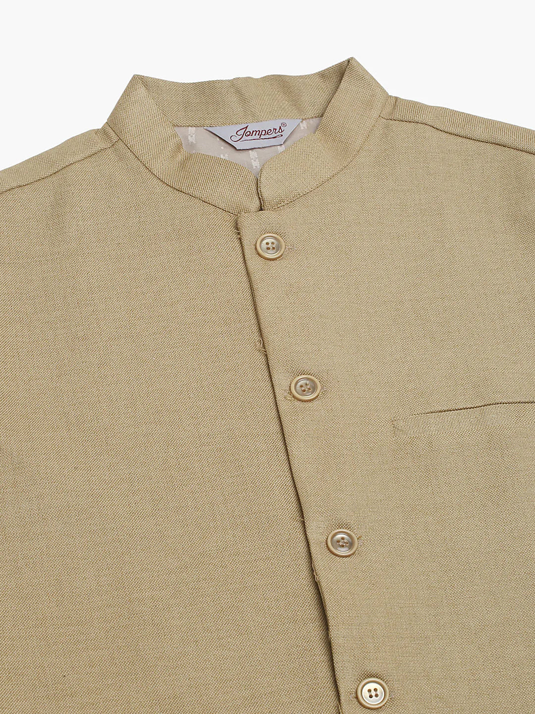 Jompers Men's Beige Solid Woven Sleeveless Nehru Jackets - Distacart