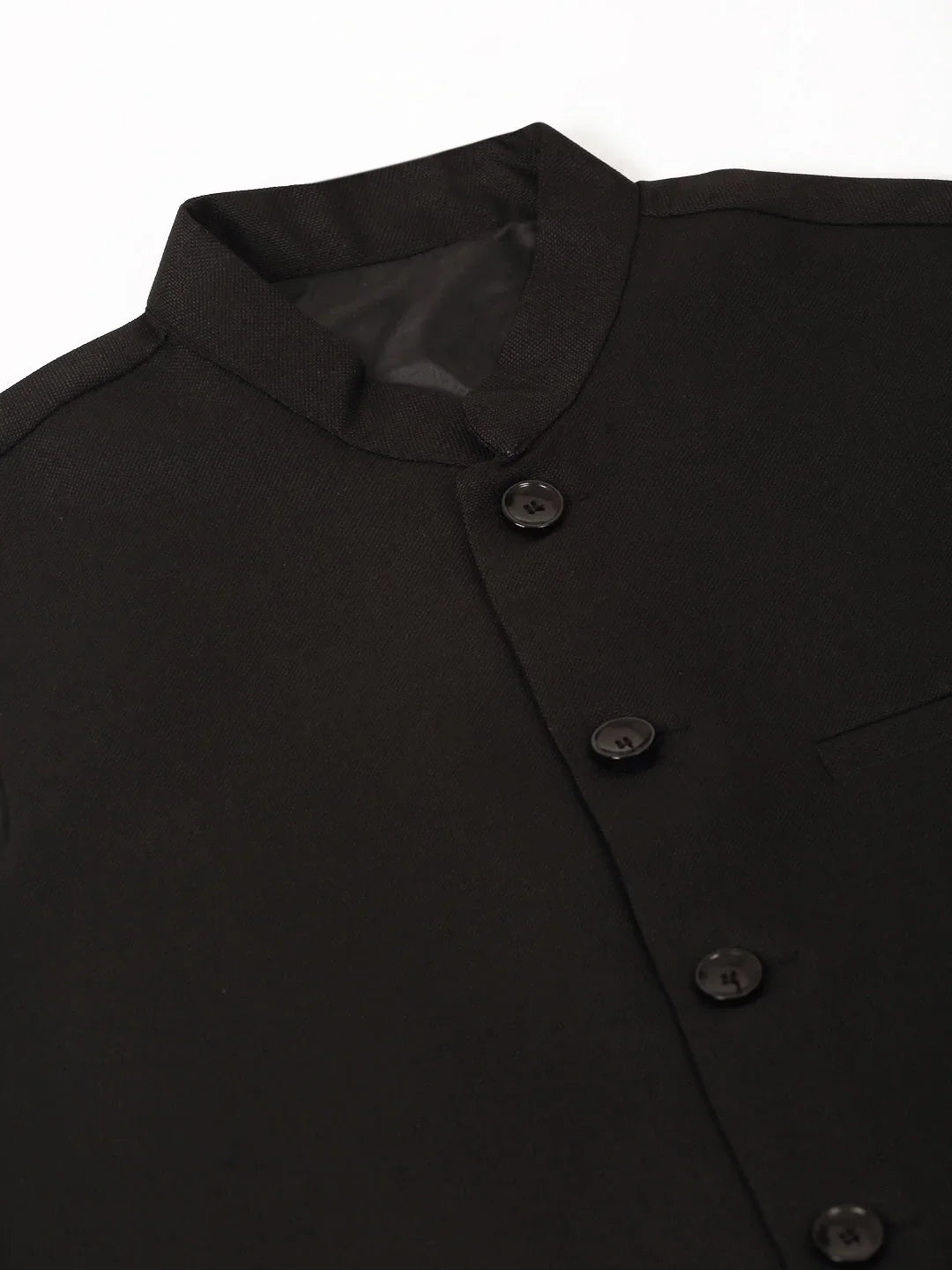 Jompers Men's Black Solid Woven Sleeveless Nehru Jackets - Distacart