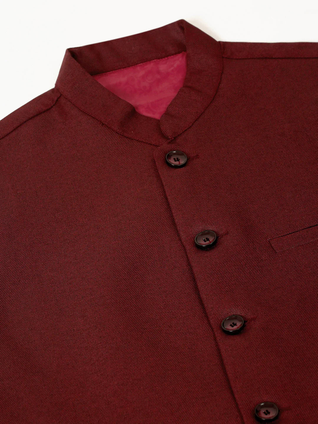 Jompers Men's Maroon Solid Woven Sleeveless Nehru Jackets - Distacart