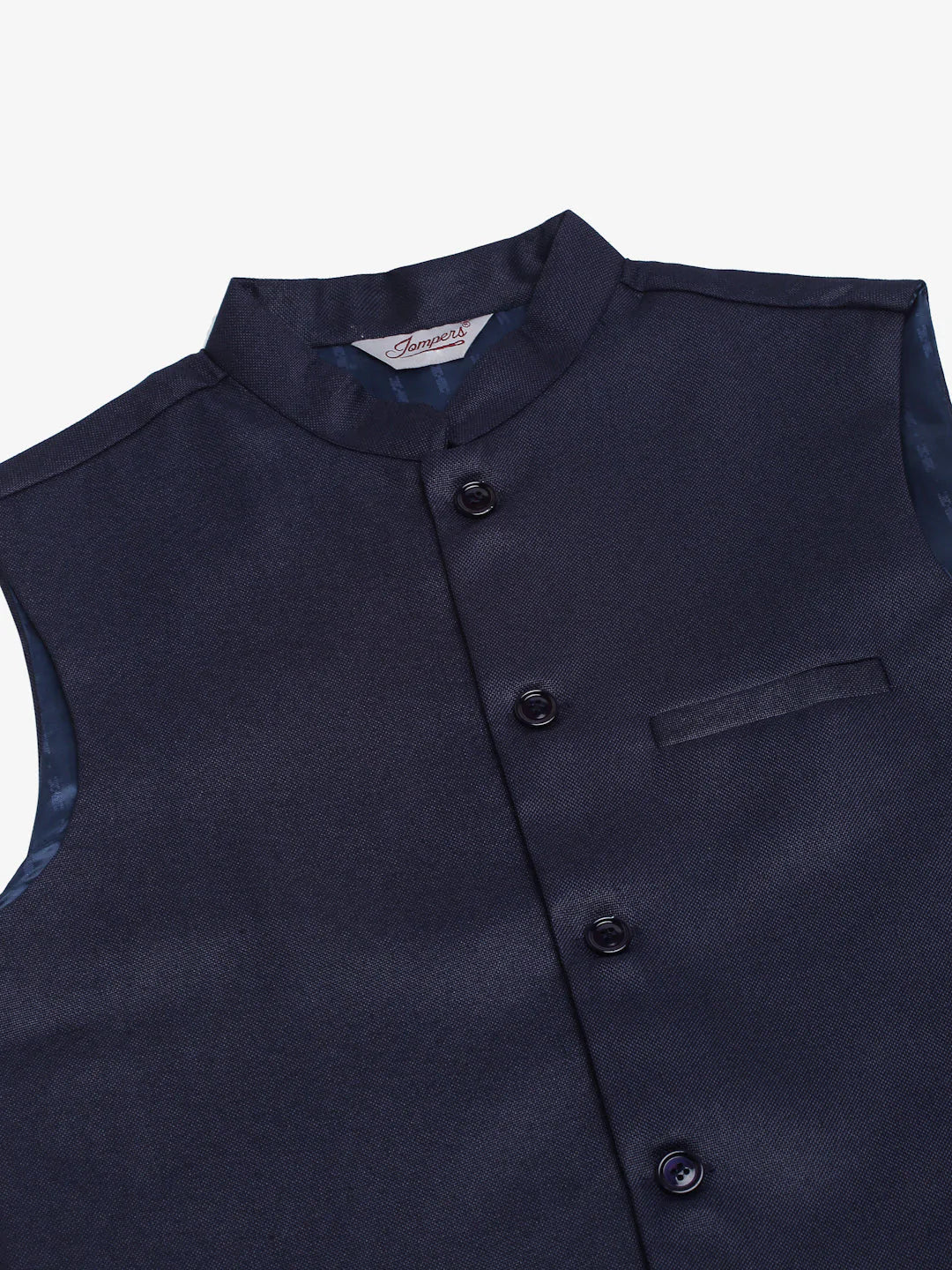 Jompers Men's Navy Blue Solid Woven Sleeveless Nehru Jackets - Distacart