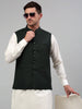 Jompers Men's Olive Green Solid Nehru Jacket - Distacart