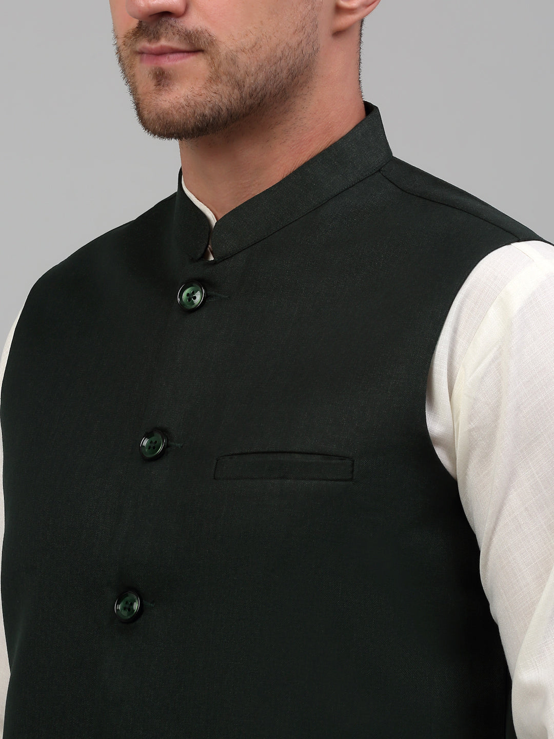 Jompers Men's Olive Green Solid Nehru Jacket - Distacart