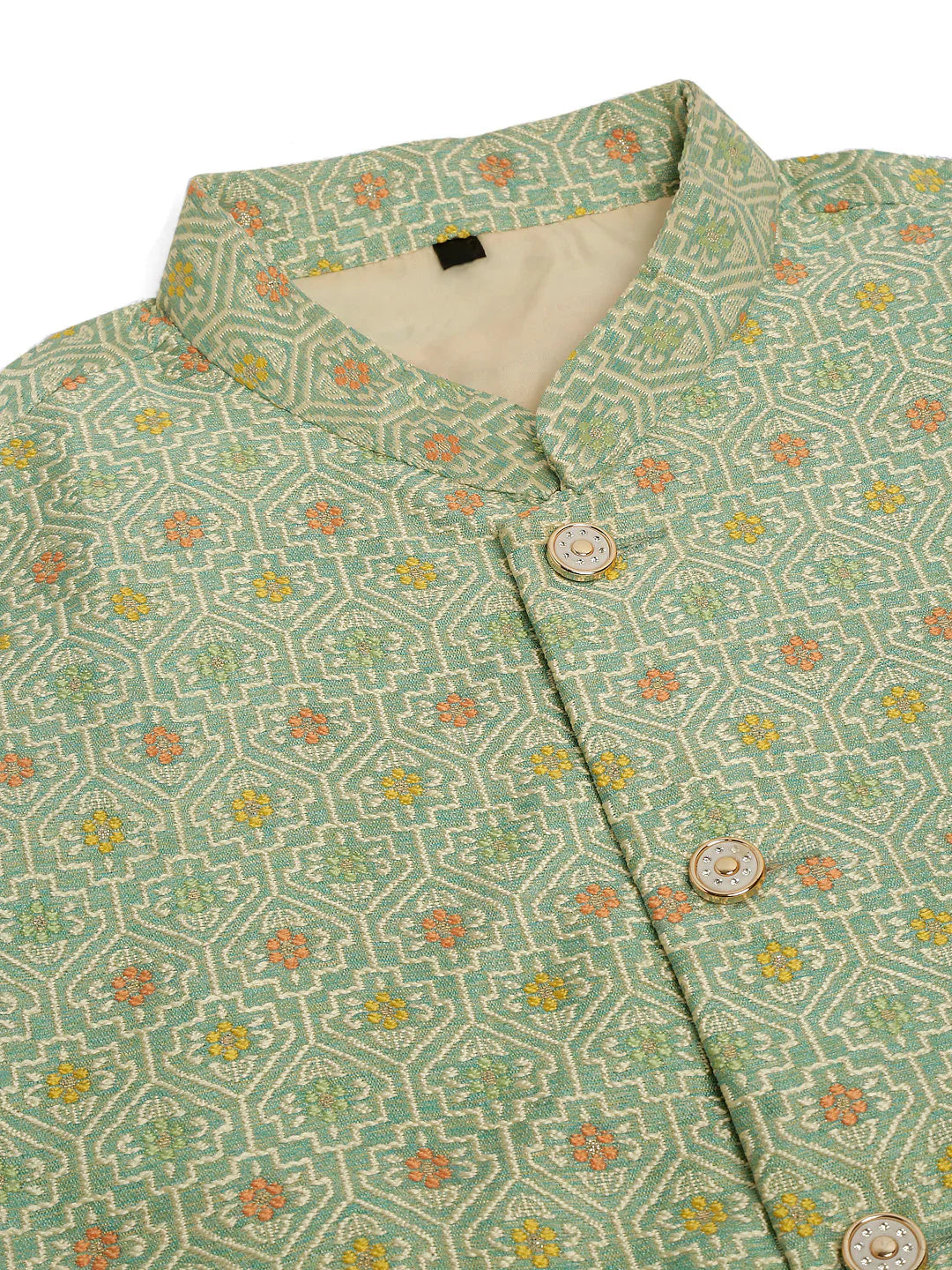 Jompers Men's Green Embroidered Nehru Jacket - Distacart