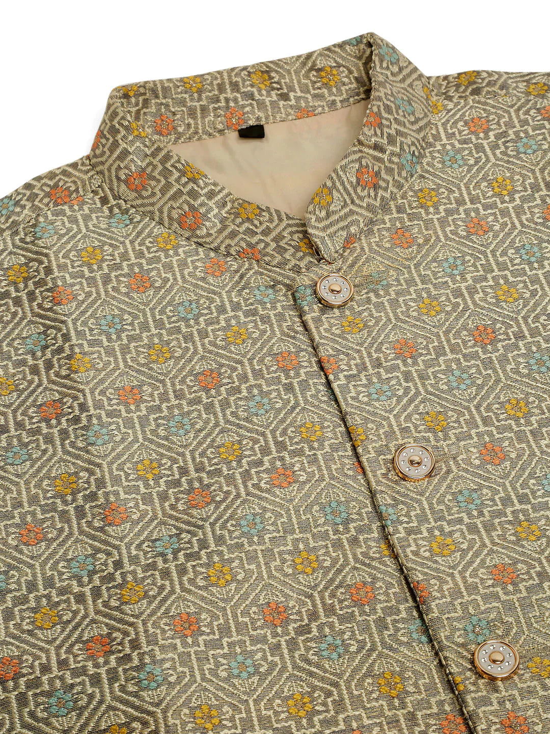 Jompers Men's Grey Embroidered Nehru Jacket - Distacart