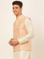 Thumbnail for Jompers Men's Pink Embroidered Nehru Jacket - Distacart