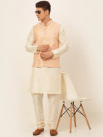 Thumbnail for Jompers Men's Pink Embroidered Nehru Jacket - Distacart