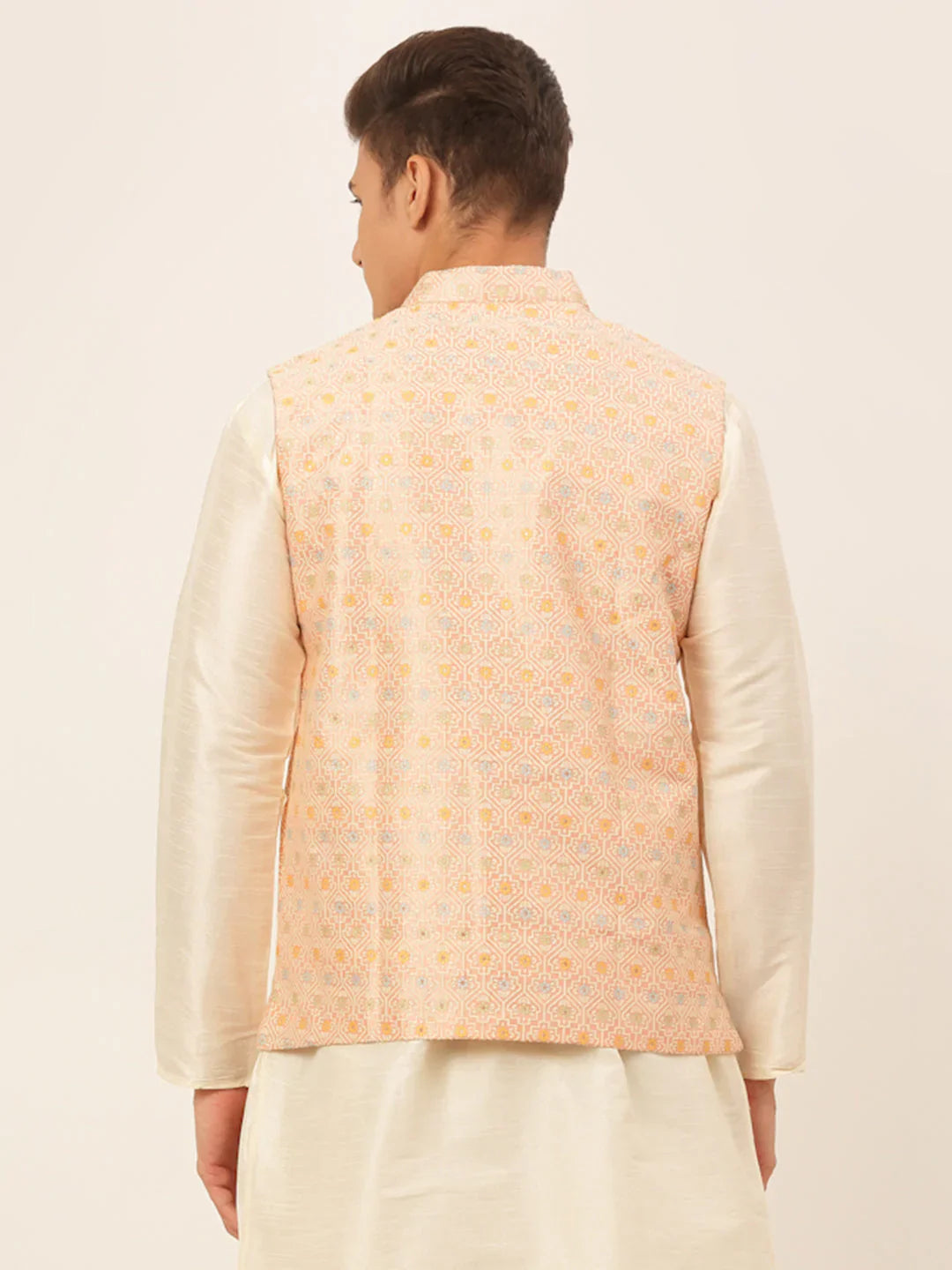 Jompers Men's Pink Embroidered Nehru Jacket - Distacart