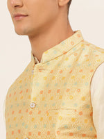 Thumbnail for Jompers Men's Yellow Embroidered Nehru Jacket - Distacart