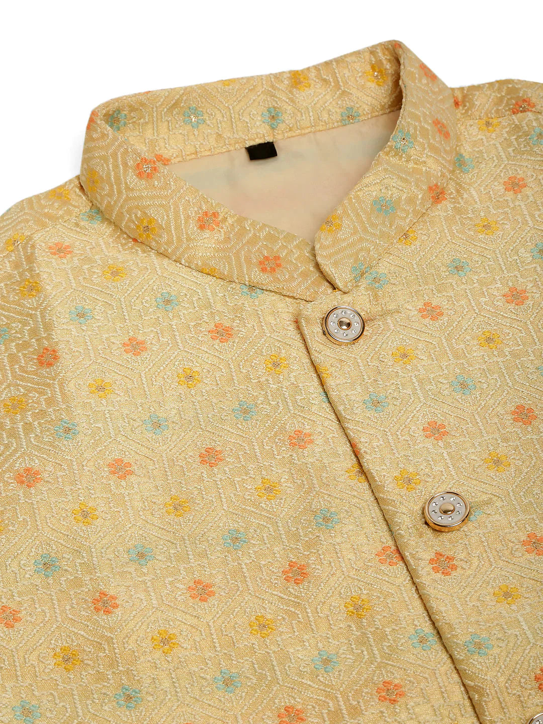 Jompers Men's Yellow Embroidered Nehru Jacket - Distacart