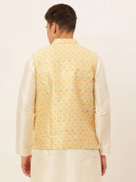 Thumbnail for Jompers Men's Yellow Embroidered Nehru Jacket - Distacart