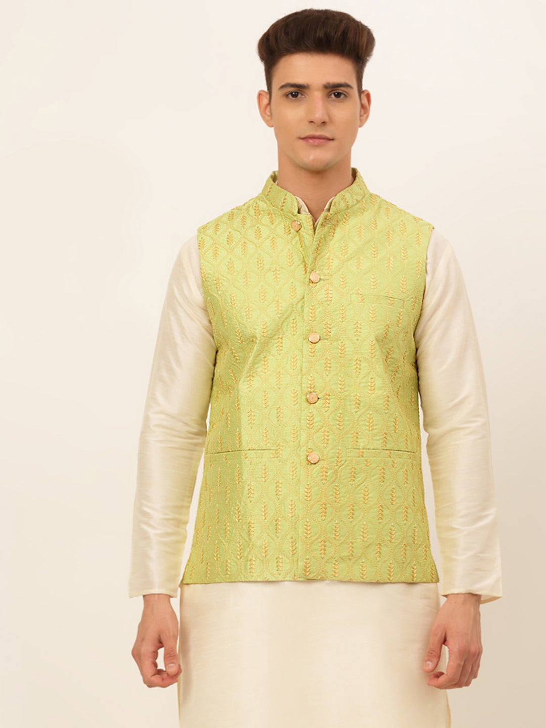 Jompers Men's Embroidered Waistcoat - Green - Distacart