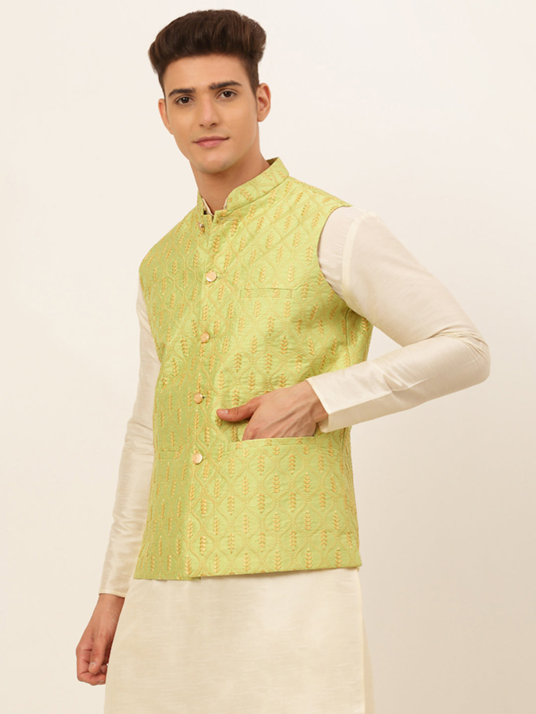 Jompers Men's Embroidered Waistcoat - Green - Distacart