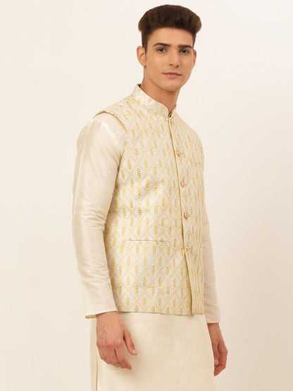 Jompers Men's Embroidered Waistcoat - Silver - Distacart