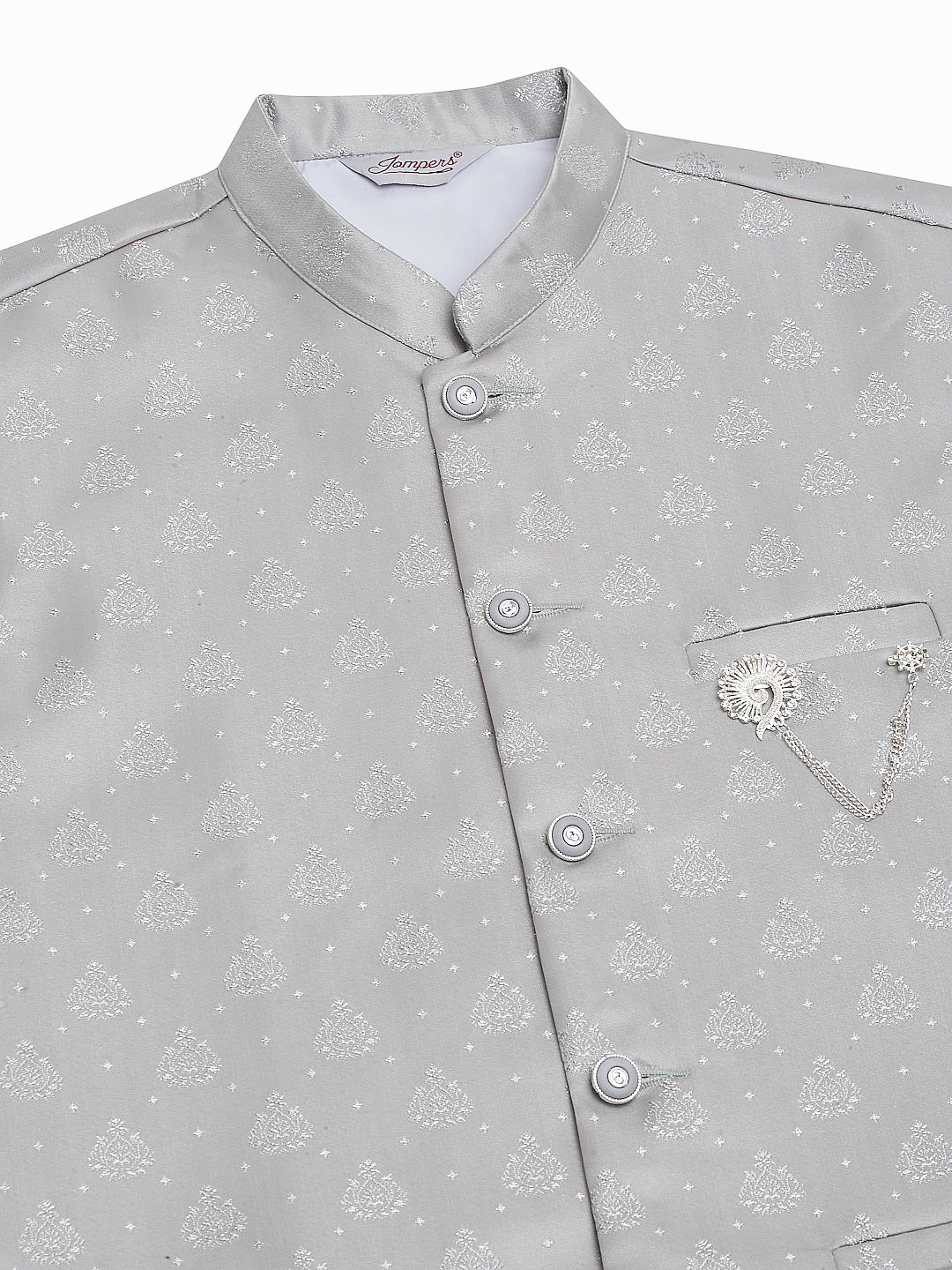 Jompers Men's Grey Woven Design Waistcoats - Distacart