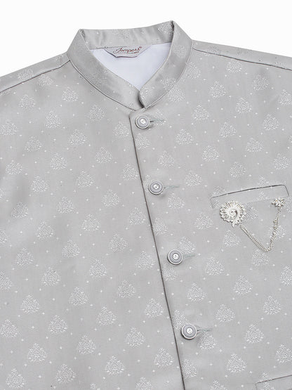 Jompers Men's Grey Woven Design Waistcoats - Distacart