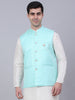 Jompers Men's Sky Blue Woven Design Waistcoats - Distacart
