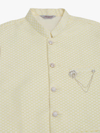 Thumbnail for Jompers Men's Yellow Woven Design Waistcoats - Distacart