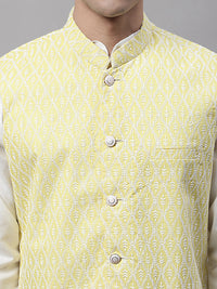 Thumbnail for Jompers Men's Yellow and White Embroidered Waistcoats - Distacart