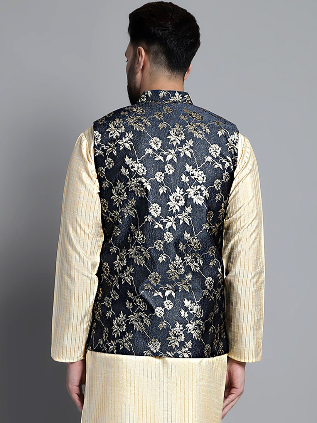 Jompers Men's Woven Design Nehru Jacket - Grey - Distacart