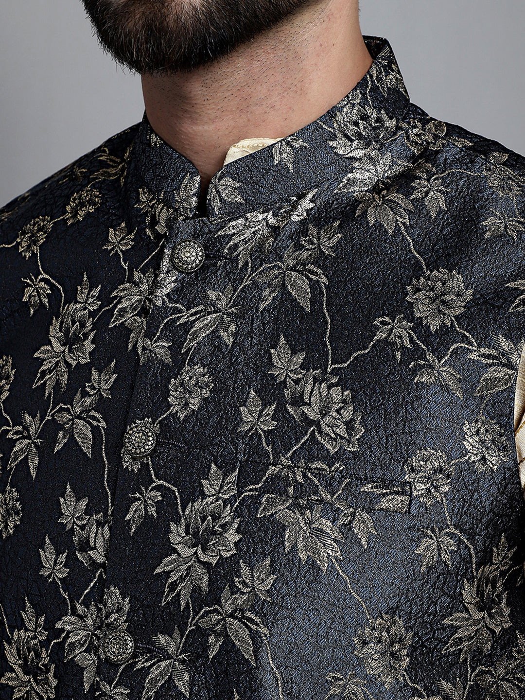 Jompers Men's Woven Design Nehru Jacket - Grey - Distacart