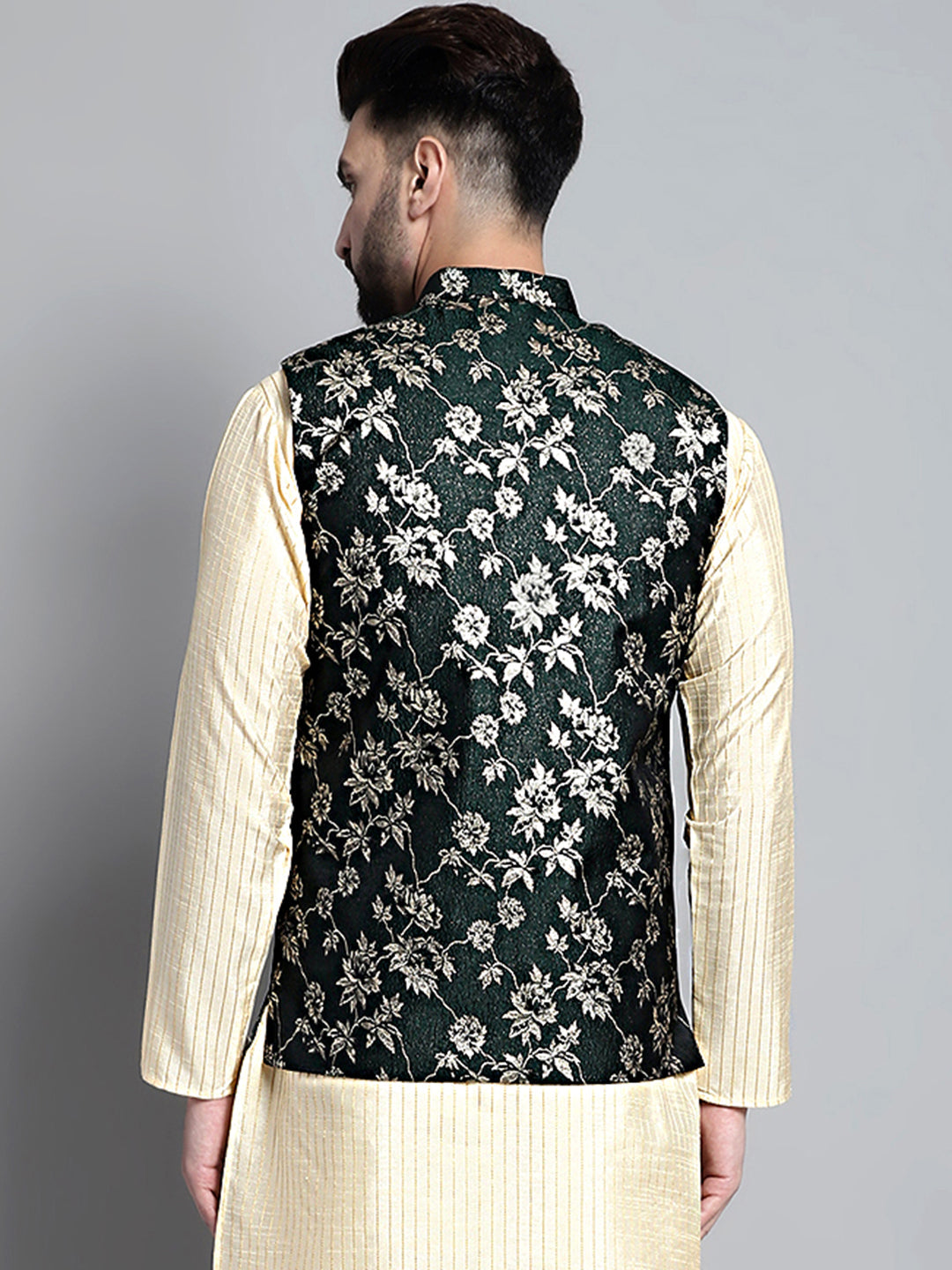 Jompers Men's Woven Design Nehru Jacket - Olive - Distacart
