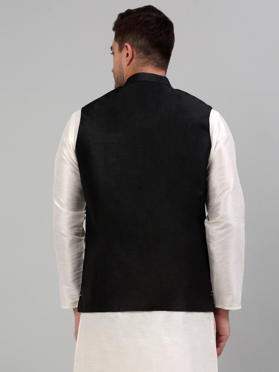 Jompers Men's Embroidered Nehru Jacket - Black - Distacart