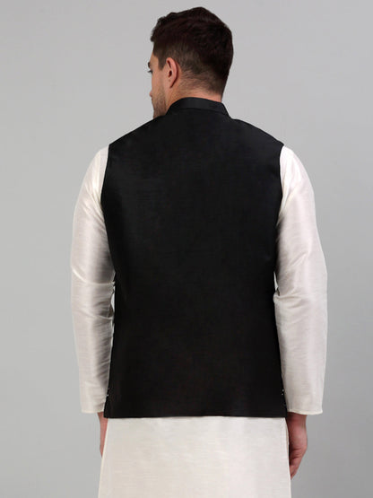 Jompers Men's Embroidered Nehru Jacket - Black - Distacart