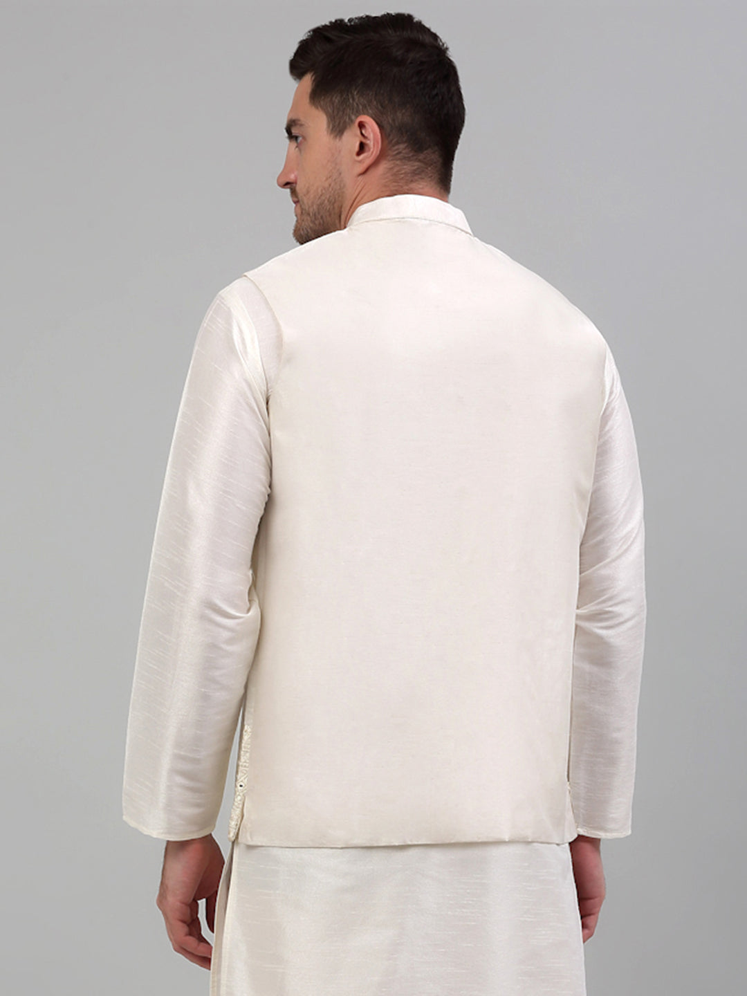 Jompers Men's Embroidered Nehru Jacket - White - Distacart