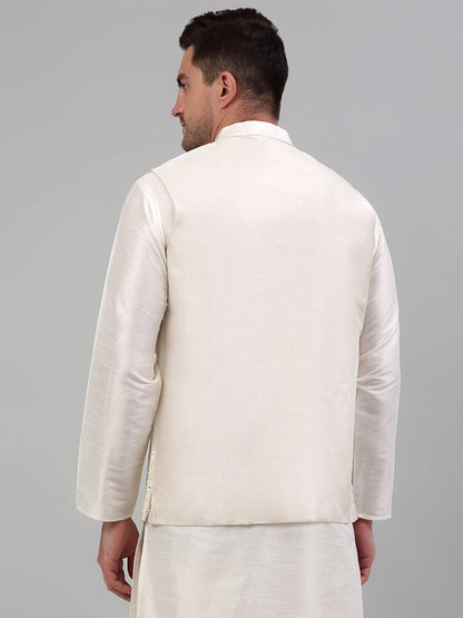 Jompers Men's Embroidered Nehru Jacket - White - Distacart