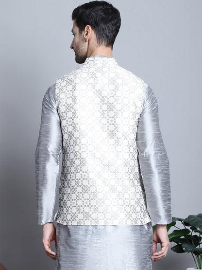 Jompers Men's Woven Design Nehru Jacket - Cream - Distacart