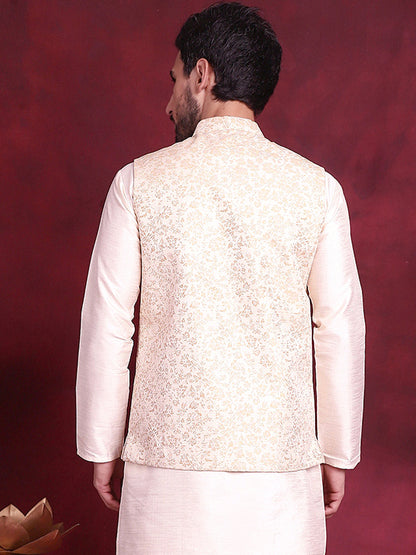 Jompers Men's Woven Design Nehru Jacket - Cream - Distacart
