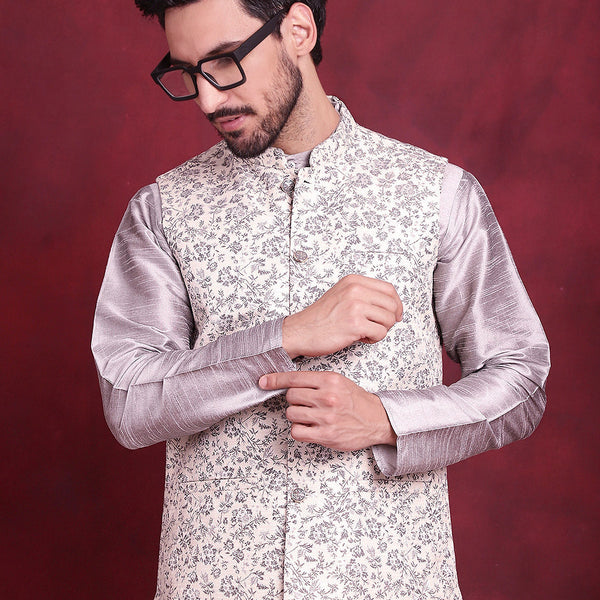 Jompers Men's Woven Design Nehru Jacket - Grey - Distacart