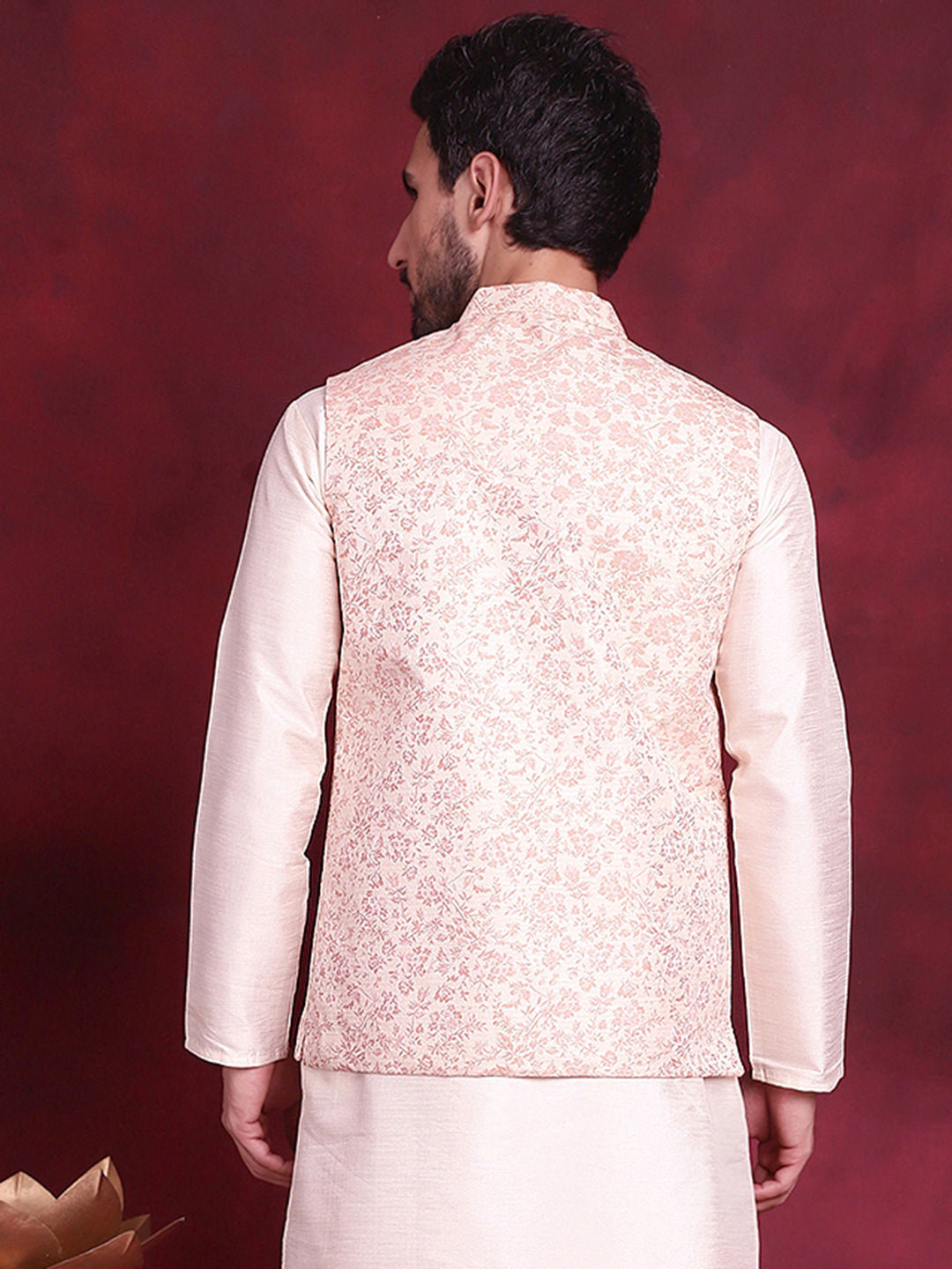 Jompers Men's Woven Design Nehru Jacket - Pink - Distacart